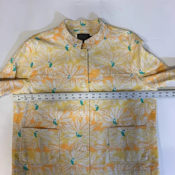 Pendleton Women's Cotton Spring Summer‎ Yellow and White Floral Jacket Size L - Picture 10 of 12